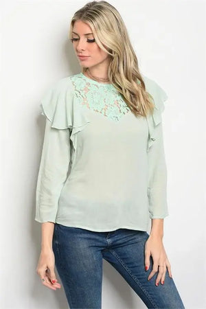 Mint Lace Ruffle Top RolyPoly