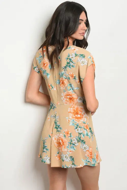 Taupe Floral Print Romper Papermoon